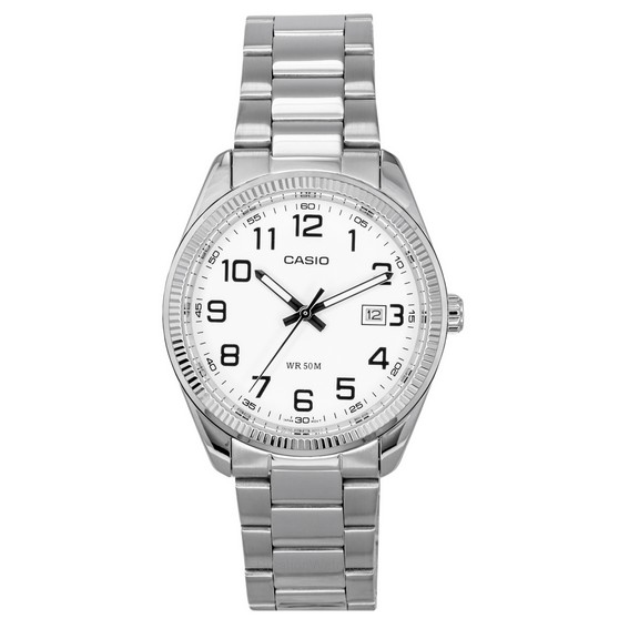 Casio Standard analogique en acier inoxydable cadran blanc Quartz MTP-1302D-7B montres pour hommes