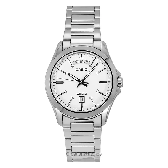 Casio Standard Analog Stainless Steel White Dial Quartz MTP-1370D-7A3V Men's Watch
