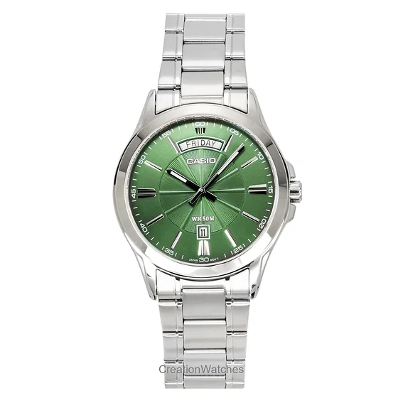 Casio Standard Analog Stainless Steel Green Dial Quartz MTP-1381D-3AV Men's Watch