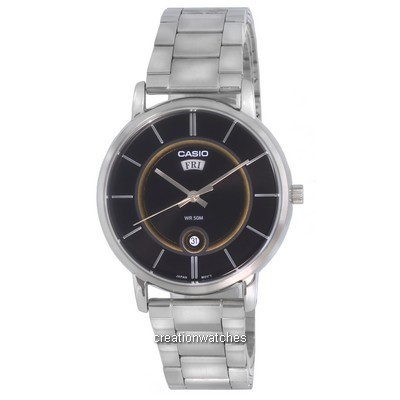 Casio Analog สแตนเลสสตีล Black Dial ควอตซ์ MTP-B120D-1A MTPB120D-1 Men's Watch