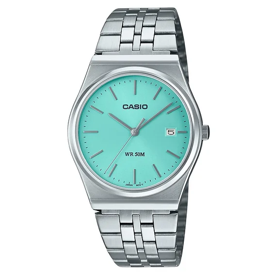 Casio Standard Stainless Steel Turquoise Dial Quartz MTP-B145D-2A1 Men's Watch