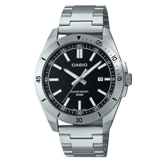 Casio Standard Analoginen ruostumattomasta teräksestä valmistettu musta kellotaulu kvartsi MTP-B155D-1E miesten kello