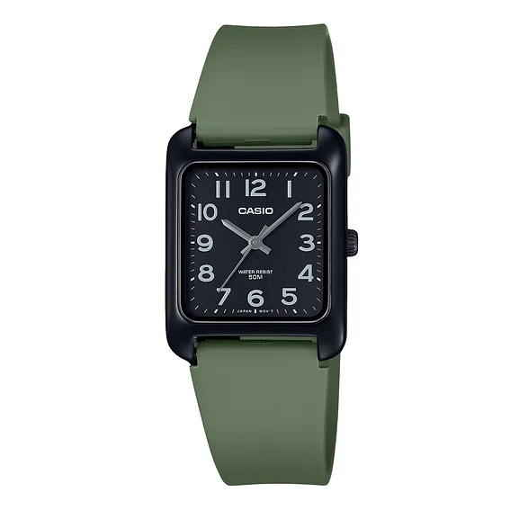 Casio Standard Analog Green Resin Strap Black Dial Quartz MTP-B175-3BV Men's Watch