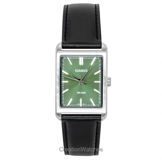 Casio Analog Leather Strap Green Dial Quartz MTP-B215L-3AV Men's Watch