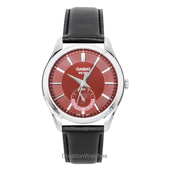 Casio Analog Leather Strap Red Dial Quartz MTP-B315L-4AV Men's Watch