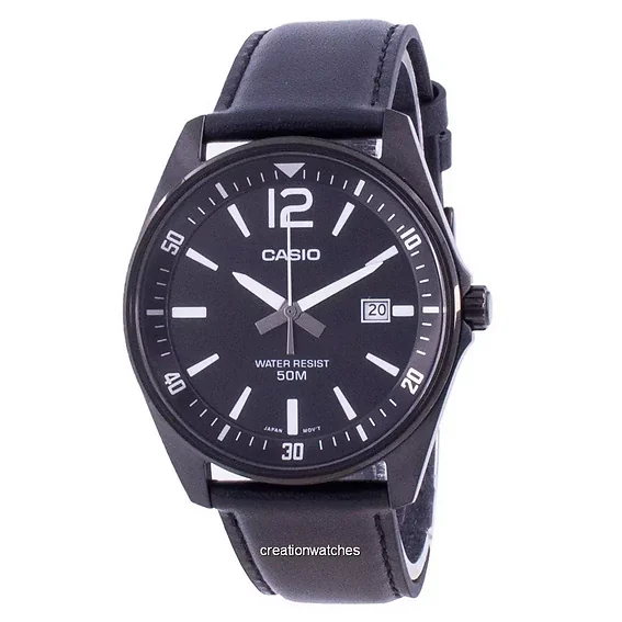 Casio Black Dial Leather Strap Quartz MTP-E170BL-1BV MTPE170BL-1BV Men's Watch