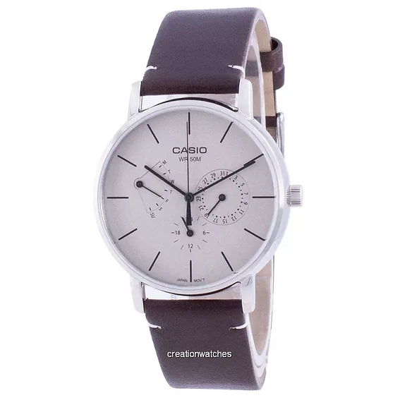 Casio White Dial Leather Strap Quartz MTP-E320L-5E MTPE320L-5 Men's Watch