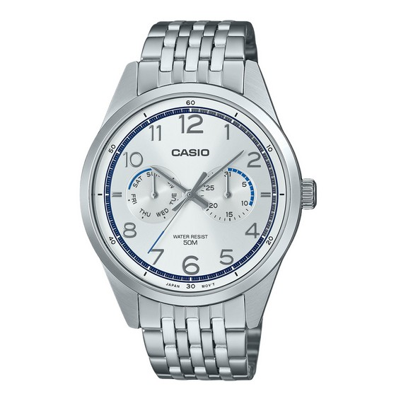 Casio Standard Analog Stainless Steel Silver Dial Quartz MTP-E340D-7AV Men's Watch