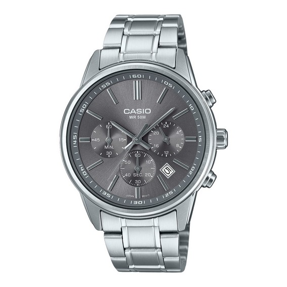 卡西歐標準模擬計時不鏽鋼灰色錶盤石英 MTP-E515D-8AV 男裝手錶 zh-CHS