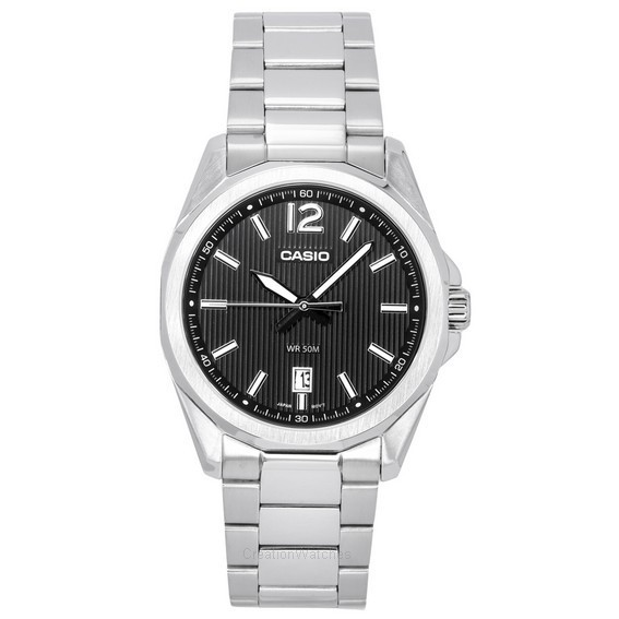 Casio Standard Analoginen ruostumattomasta teräksestä valmistettu musta kellotaulu kvartsi MTP-E725D-1A miesten kello