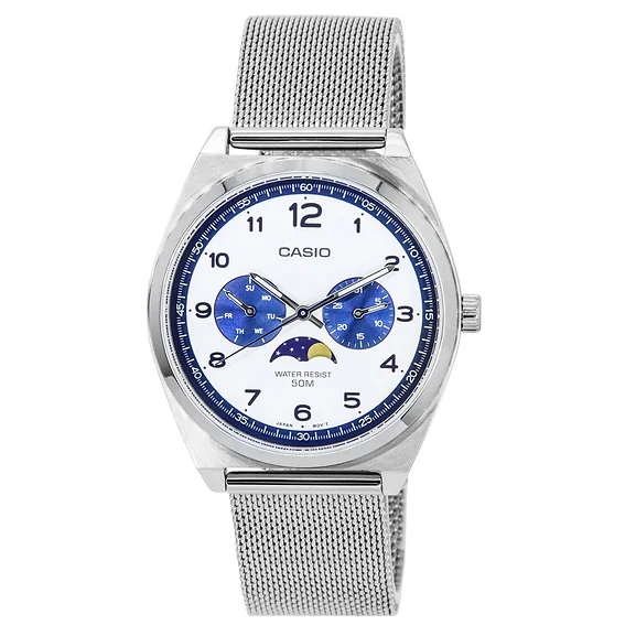 Casio Standard Analog Moon Phase White Dial Quartz MTP-M300M-7A Men's Watch