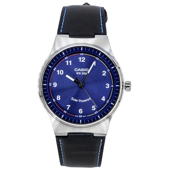 Casio Standard Analog Leather Strap Blue Dial Solar Powered MTP-RS105L-2B นาฬิกาข้อมือผู้ชาย