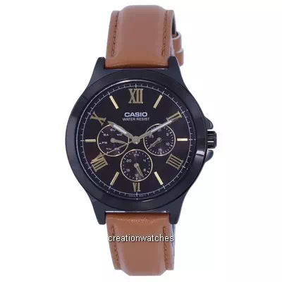 卡西歐計時皮革錶帶模擬 MTP-V300BL-5A MTPV300BL-5 男士手錶