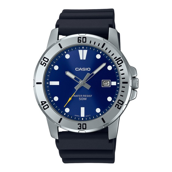 Montre pour homme Casio Standard analogique avec bracelet en résine et cadran bleu à quartz MTP-VD01-2E