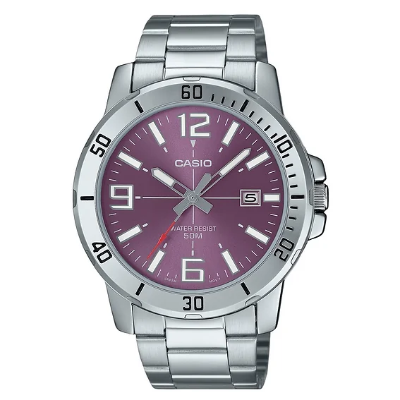 Casio Standard Analog Stainless Steel Purple Dial Quartz MTP-VD01D-6BV Men's Watch