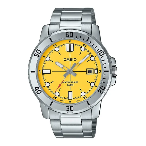 PASOY Orologio Sportivo Al Quarzo Da Uomo Con Cinturino In Gomma Nera E Quadrante Giallo 3D