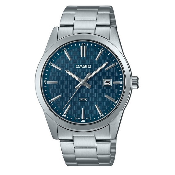 卡西歐標準模擬不鏽鋼藍色錶盤石英 MTP-VD03D-2A2 男士手錶 zh-CHS