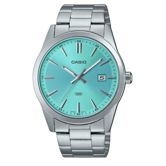 卡西歐標準模擬不鏽鋼薄荷藍色錶盤石英 MTP-VD03D-2A3 男士手錶 zh-CHS