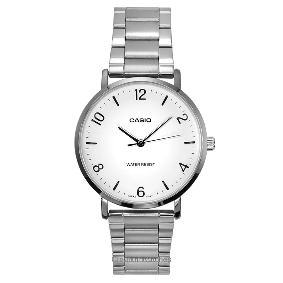Casio Standard Analog Stainless Steel White Dial Quartz MTP-VT03D-7B Men's Watch