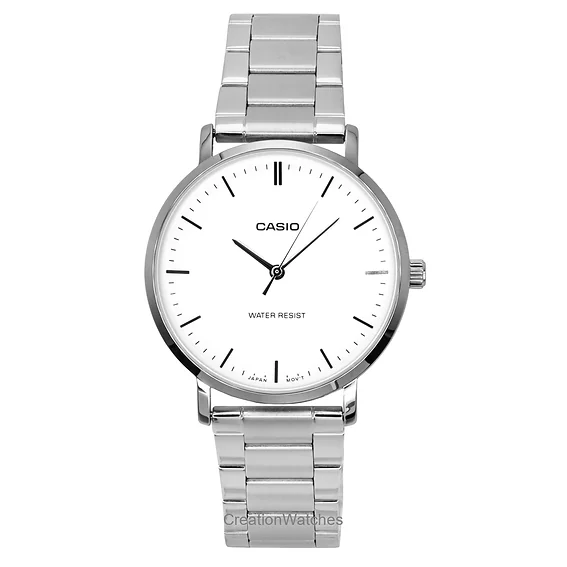 Casio Standard Analog Stainless Steel White Dial Quartz MTP-VT04D-7E Men's Watch