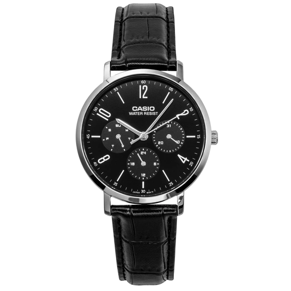 Casio Analog Leather Strap Black Dial Quartz MTP-VT06L-1B Men's Watch
