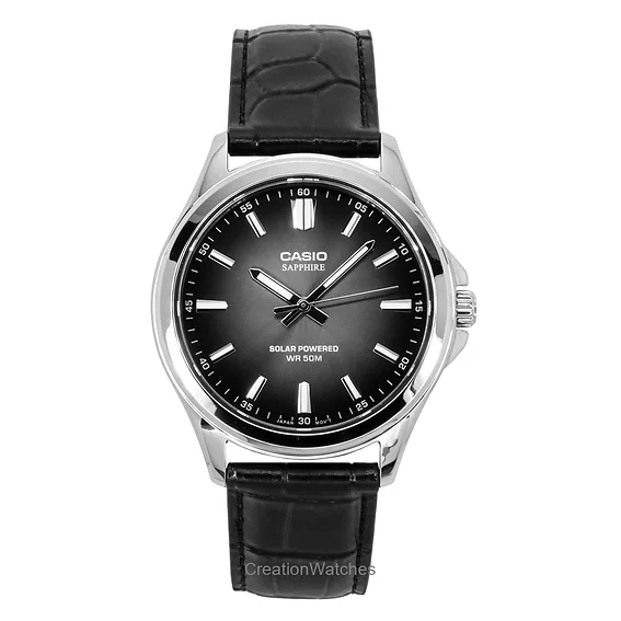 Casio Standard Analog Leather Strap Black Dial Solar MTS-RS100L-1AV Men's Watch