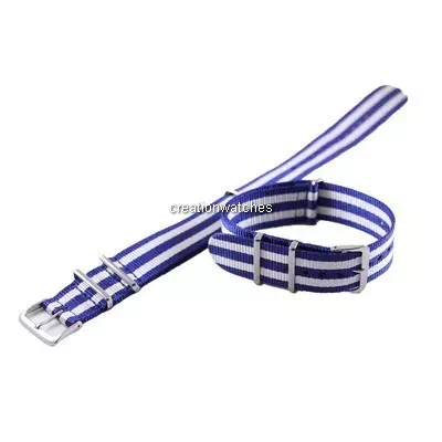 Ratio Blue And White Nato Watch Strap 22mm