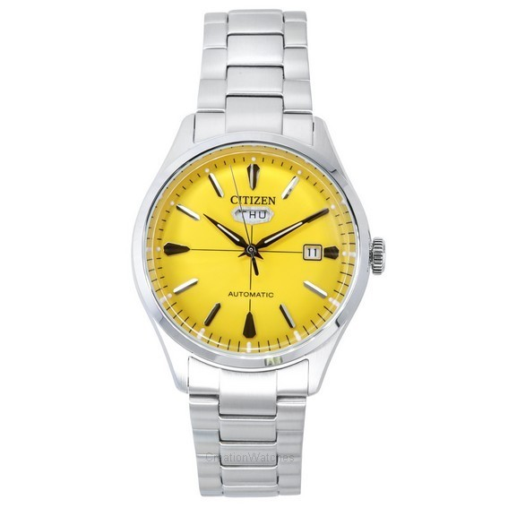 Reloj para hombre Citizen C7 de acero inoxidable con esfera amarilla y automático NH8391-51Z