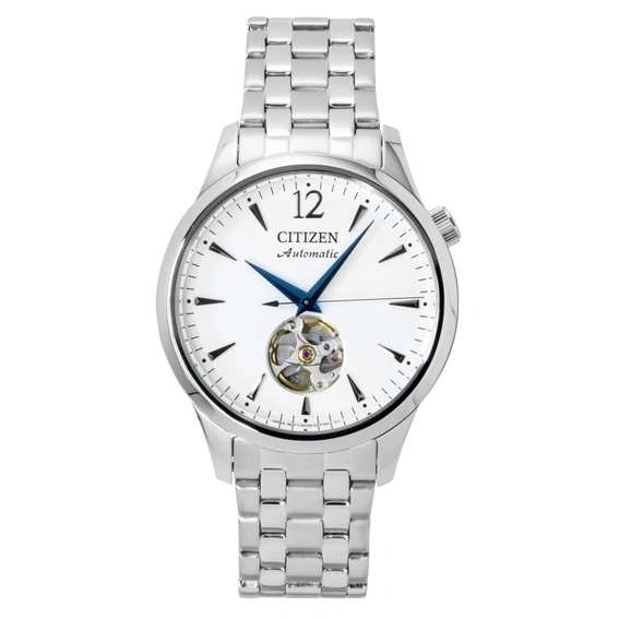 Citizen Stainless Steel Open Heart White Dial Automatic NH9131-73A Men's Watch