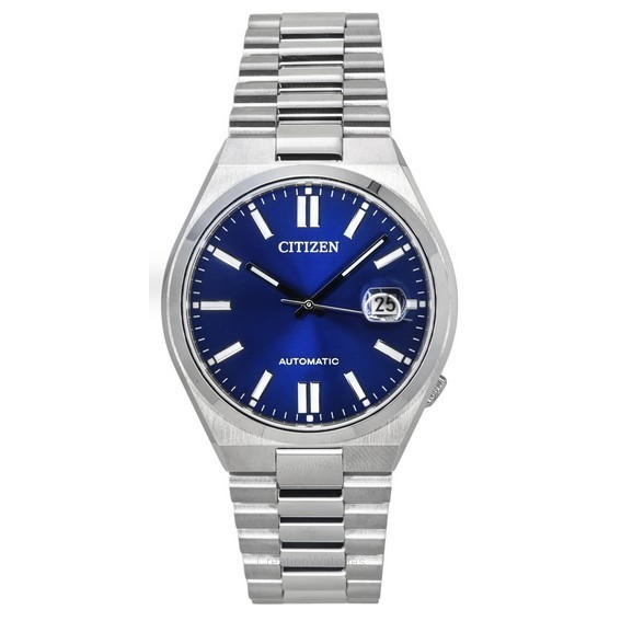 Relógio masculino Citizen Tsuyosa aço inoxidável com mostrador azul automático NJ0150-81L