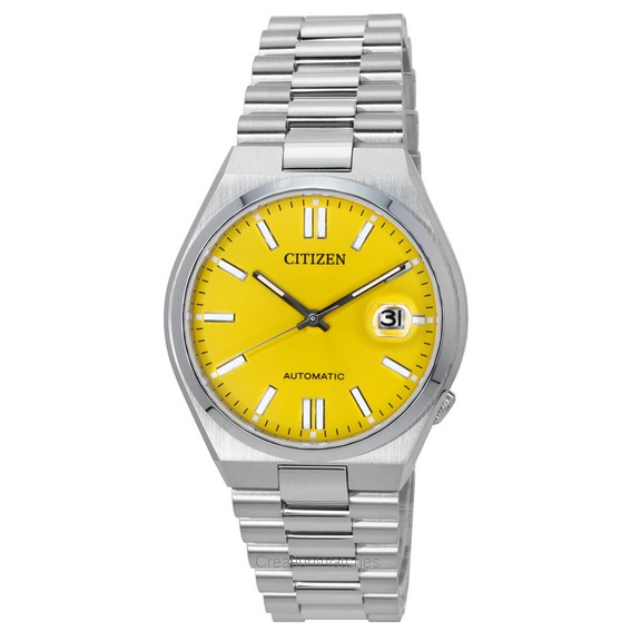 Relógio masculino Citizen Tsuyosa aço inoxidável com mostrador laranja automático NJ0150-81Z