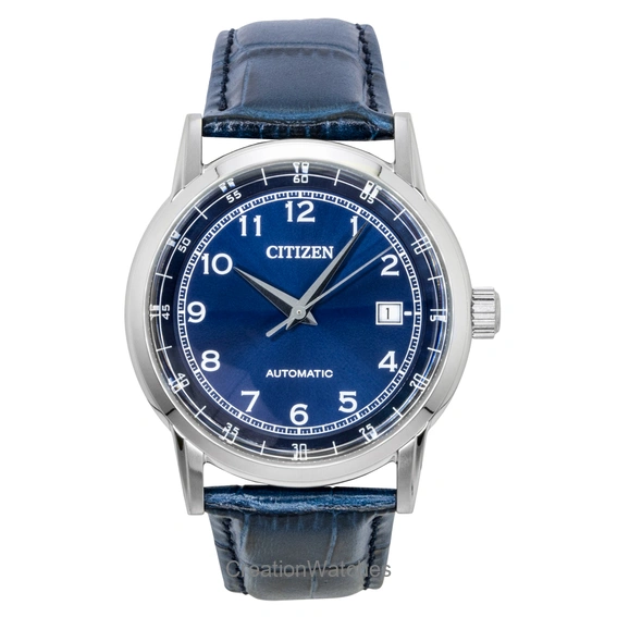 Citizen Leather Strap Blue Dial Automatic NJ0210-13L Men's Watch
