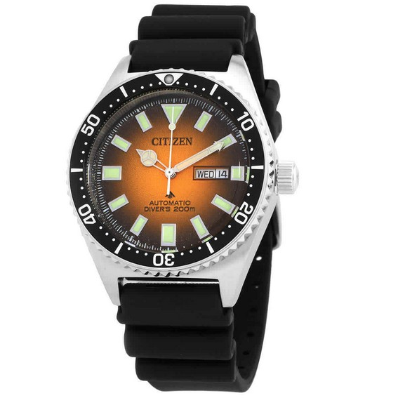 Citizen Promaster Marine Rubber Strap หน้าปัดสีส้ม Automatic Diver's NY0120-01Z 200M นาฬิกาผู้ชาย