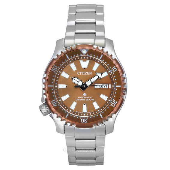 Citizen Promaster Marine Limited Edition, kupfernes Zifferblatt, automatische Taucheruhr NY0164-65X, 200 m, Herrenuhr mit zusätz