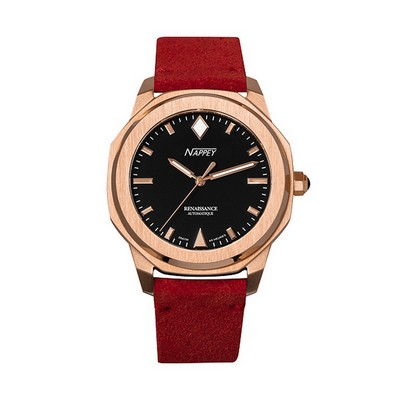 Nappey Renaissance Steel And Black Suede Automatic NY41-BD1M-3B6A 200M Unisex Watch