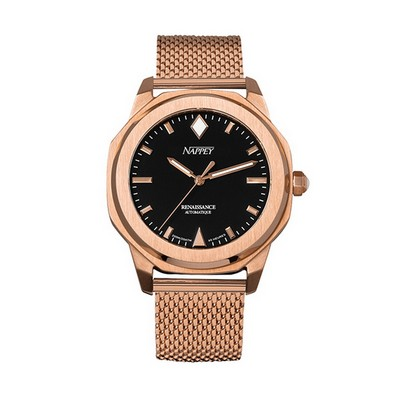 Nappey Renaissance Rose Gold And Black Milanese Automatic NY41-BD1M-6B9A 200M Unisex Watch