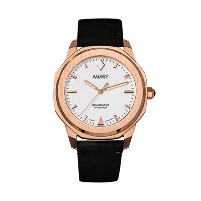 Nappey Renaissance Rose Gold And White Suede Automatic NY41-BD2M-3B1A 200M Unisex Watch
