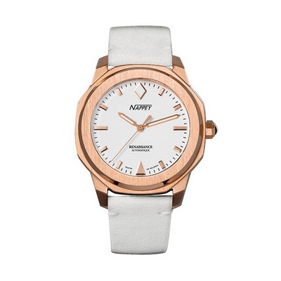 Nappey Renaissance Rose Gold And White Suede Automatic NY41-BD2M-3B2A 200M Unisex Watch