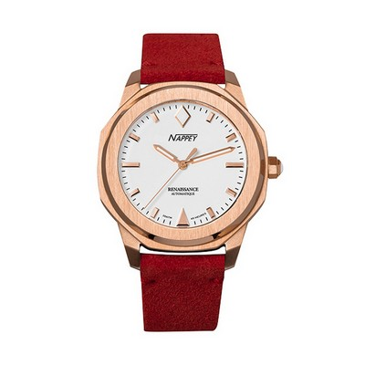 Nappey Renaissance Rose Gold And White Suede Automatic NY41-BD2M-3B6A 200M Unisex Watch