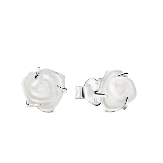 PANDORA Women White Rose In Bloom Stud Earrings watch