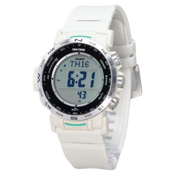 Casio ProTrek Climber Line Digital White Bio Based Resin Strap Tough Solar PRW-35-7 100M Men's Watch