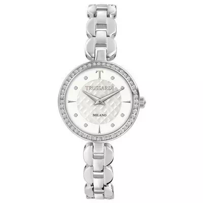 Relógio feminino com corrente em T Trussardi com detalhes em aço inoxidável quartzo R2453137501