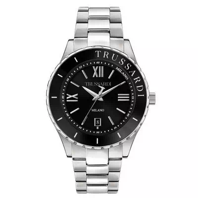 Trussardi T-Logo Black Dial Stainless Steel Quartz R2453143010 Men's Watch