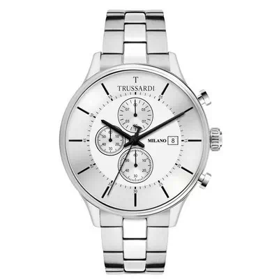 Relógio masculino Trussardi T-Complicity cronógrafo prata mostrador em aço inoxidável R2473630004