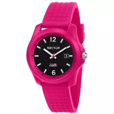 Setor 16.5 pulseira de silicone com mostrador preto Quartz R3251165501 Relógio feminino