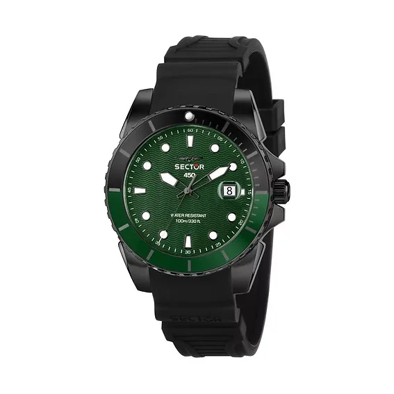 Sector 450 Green Matt Dial Silicon Strap Quartz R3251276001 100M Men's Watch