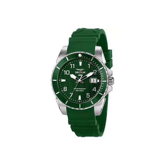 Sector 450 Silicone Strap Green Dial Quartz R3251276004 100M Men's Watch