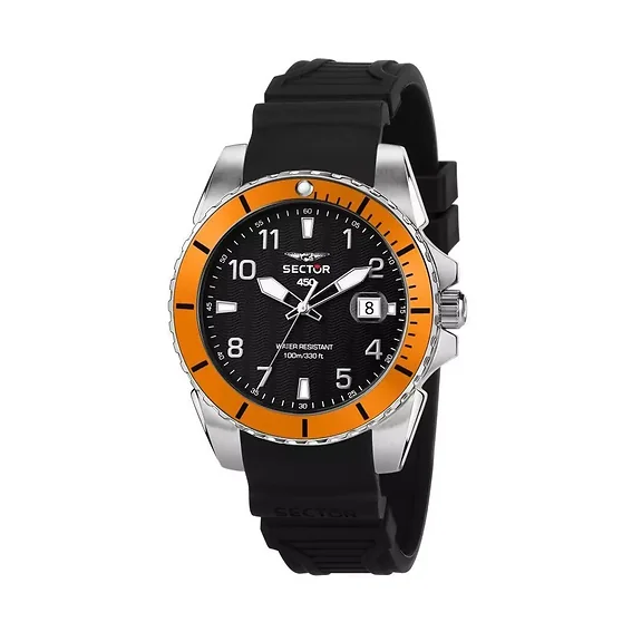 Sector 450 Black Dial Silicon Strap Quartz R3251276005 100M Men's Watch
