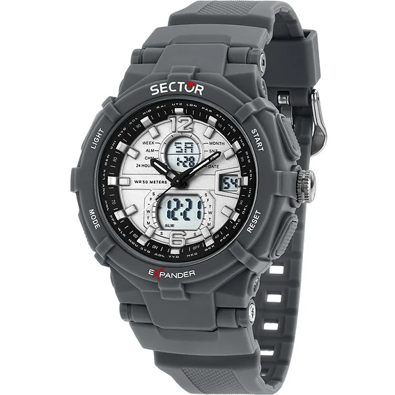 Sector Ex-09 Silicone Strap Silver Dial Quartz R3251296003 Men's Watch