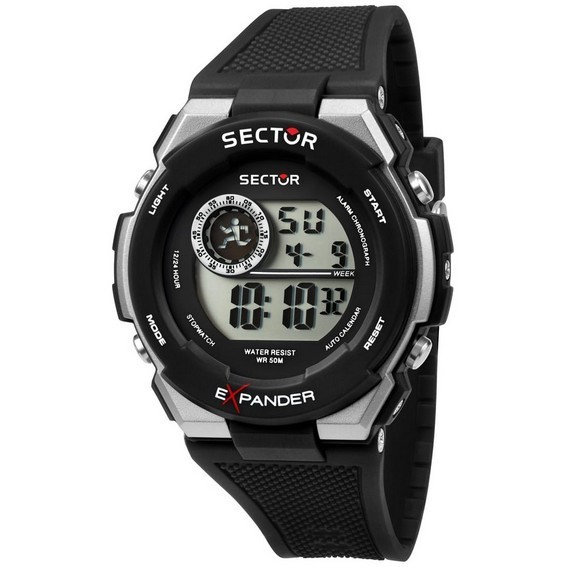 Relógio feminino Sector EX-10 digital preto com pulseira de poliuretano quartzo R3251537001
